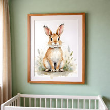 Rabbit Nursery Wall Art – Woodland Baby Room 