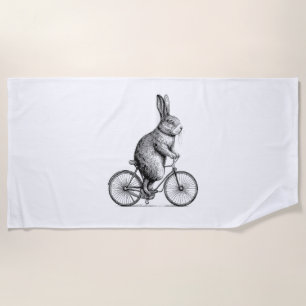 Rabbit On A Bike Bunny Bicycle Cycing Biking Men W Beach Towel
