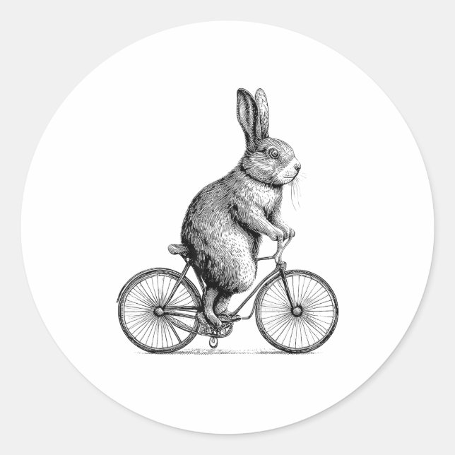 Rabbit On A Bike Bunny Bicycle Cycing Biking Men W Classic Round Sticker (Front)