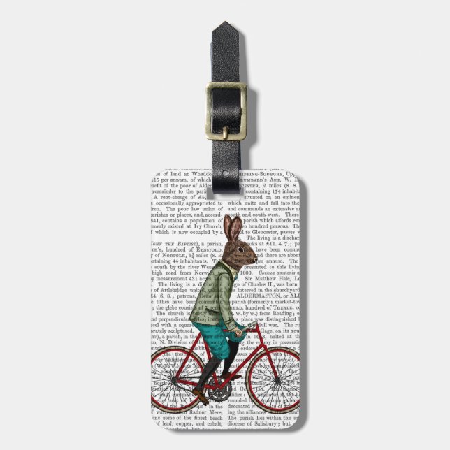 Rabbit On Bike 2 Luggage Tag (Front Vertical)