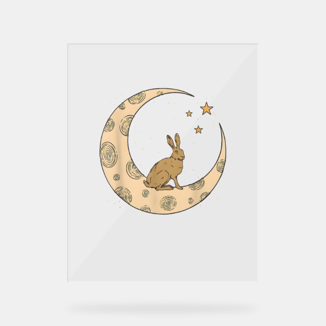 Rabbit On The Moon Bunny  Acrylic Sign (Front)
