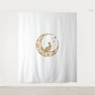 Rabbit On The Moon Bunny Tapestry
