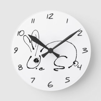 Rabbit original ink Drawing Chinese Year Birthday Round Clock