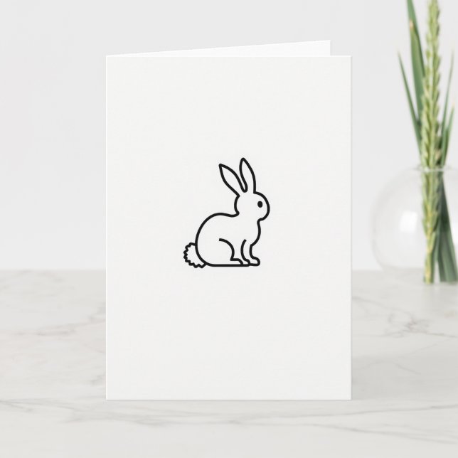Rabbit Outline Drawing Card (Front)