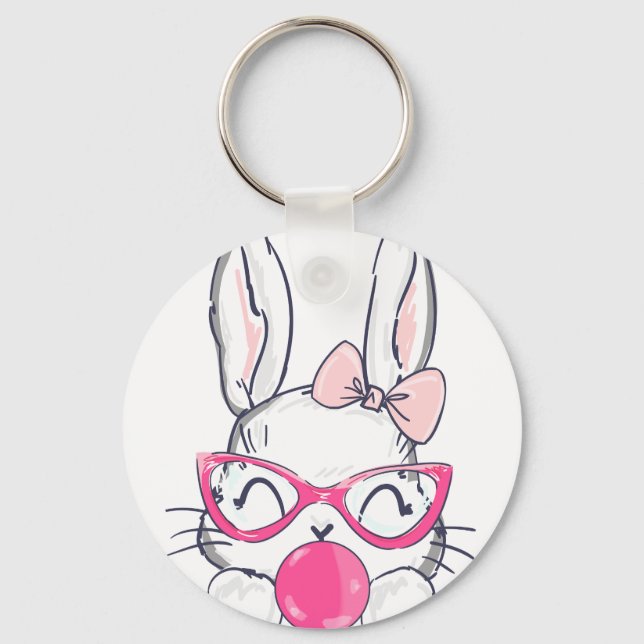 rabbit paloon, retro, vintage key ring (Front)