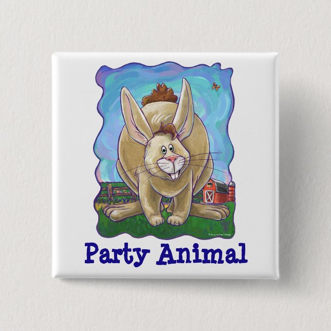 Rabbit Party Centre 15 Cm Square Badge (Front)