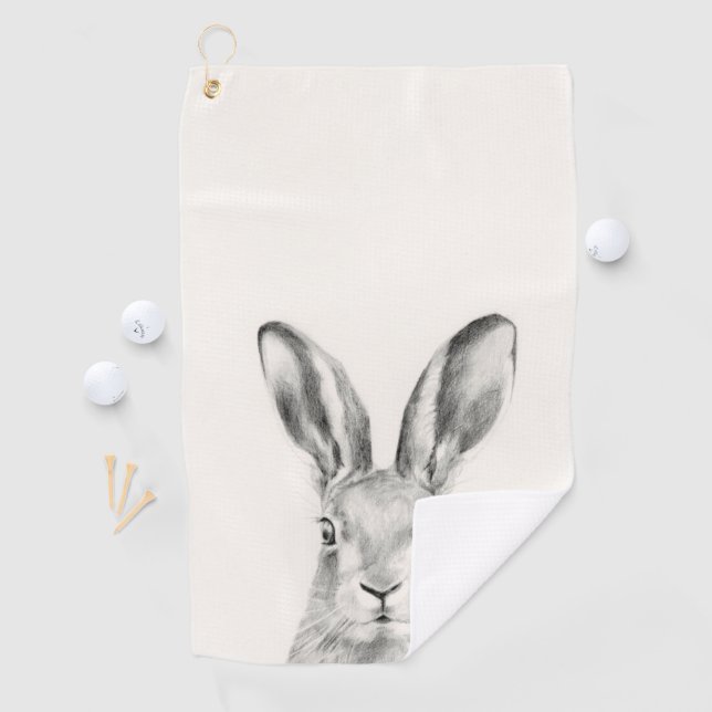 Rabbit Pencil Drawing Golf Towel (InSitu)