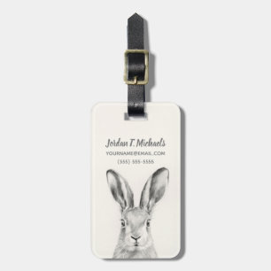 Rabbit Pencil Drawing Luggage Tag