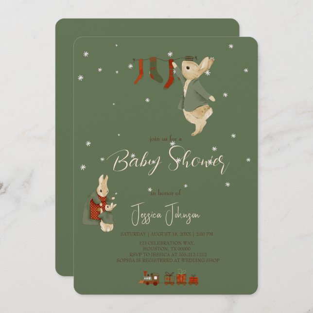 Rabbit Peter christmas Baby Shower Invitation (Front/Back)