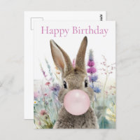 Rabbit pink gum Happy birthday
