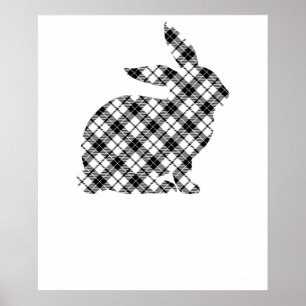 rabbit plaid pattern, retro, vintage poster