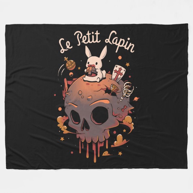 Rabbit Planet - White Bunny Prince Fleece Blanket (Front (Horizontal))
