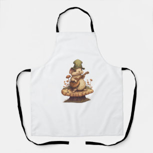 Rabbit Playing Banjo On Mushroom Bunny Cottagecore Apron