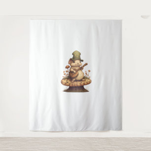 Rabbit Playing Banjo On Mushroom Bunny Cottagecore Tapestry