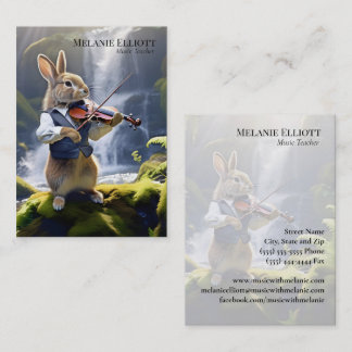 Rabbit Playing Violin - Cute Music Teacher Card