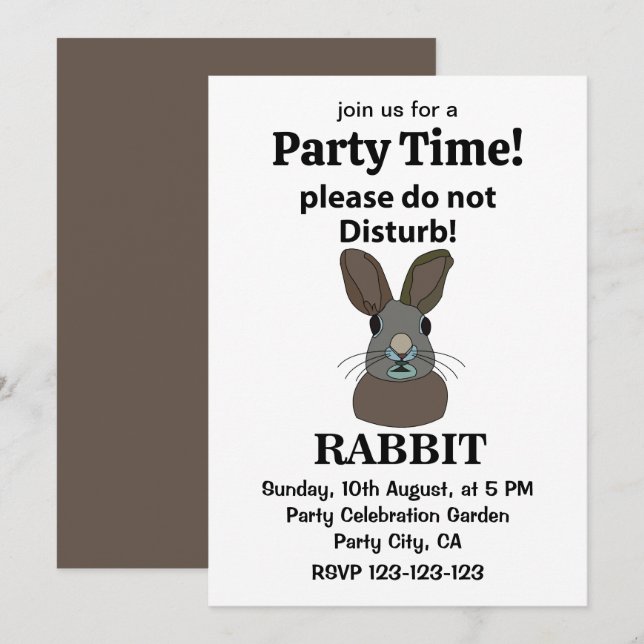 Rabbit Please Do Not Disturb Funny Rabbit Invitation (Front/Back)