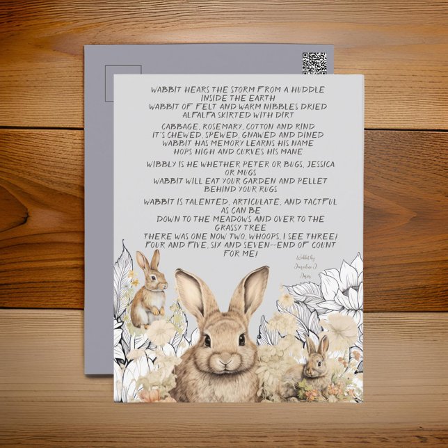Rabbit Poem Animal Writings Postcard (Creator Uploaded)