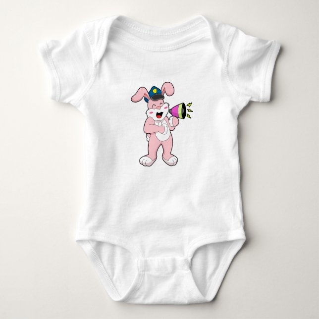 Rabbit Police officer Microphone Baby Bodysuit (Front)