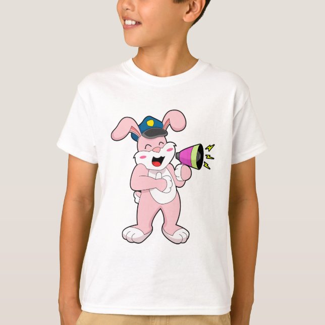 Rabbit Police officer Microphone T-Shirt (Front)