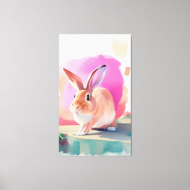 Rabbit Portrait 062 Stretched canvas print (Front)