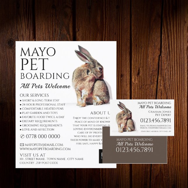 Rabbit Portrait, Pet Boarding Business Card (Creator Uploaded)