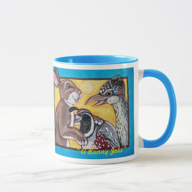 Rabbit, Quail, Roadrunner Share "A Bunny Joke" Mug (Right)