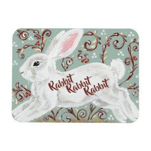 Rabbit Rabbit Rabbit Monthly Good Luck Reminder Magnet