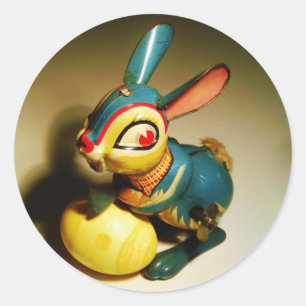rabbit rabbits toy and easter yellow egg classic round sticker