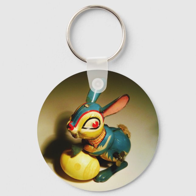 rabbit rabbits toy and easter yellow egg key ring (Front)