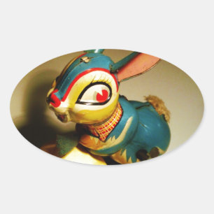 rabbit rabbits toy and easter yellow egg oval sticker