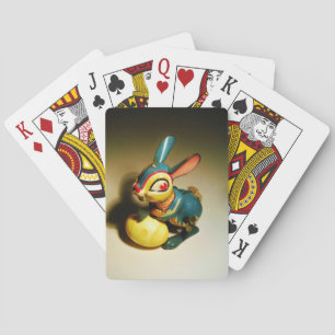 rabbit rabbits toy and easter yellow egg playing cards