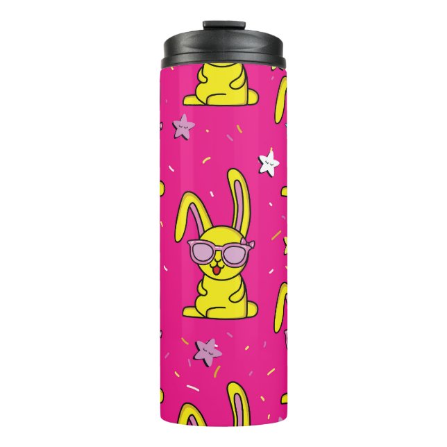 Rabbit Rave: Kids' Pattern Delight Thermal Tumbler (Front)