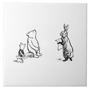 Rabbit Reading to Pooh and Piglet Tile