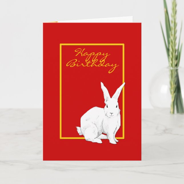 Rabbit red Birthday Card (Front)