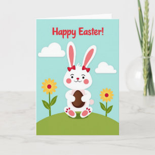 Rabbit Red Bow Celebration Card