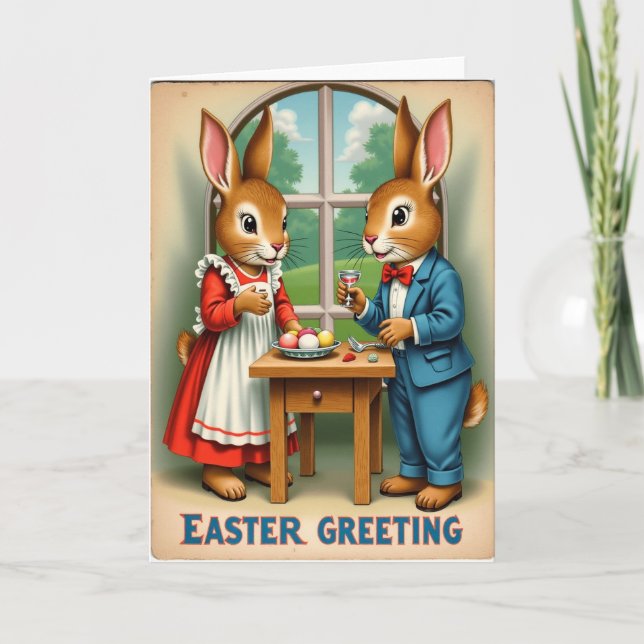 Rabbit Red Polka Dot Party Card (Front)