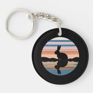 Rabbit Retro Sunset Key Ring