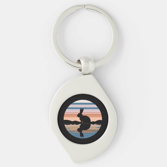 Rabbit Retro Sunset Key Ring (Front)