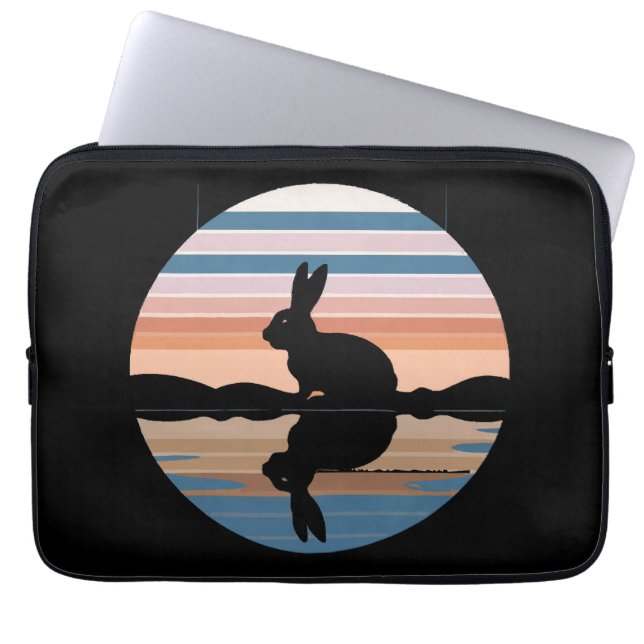 Rabbit Retro Sunset Laptop Sleeve (Front)