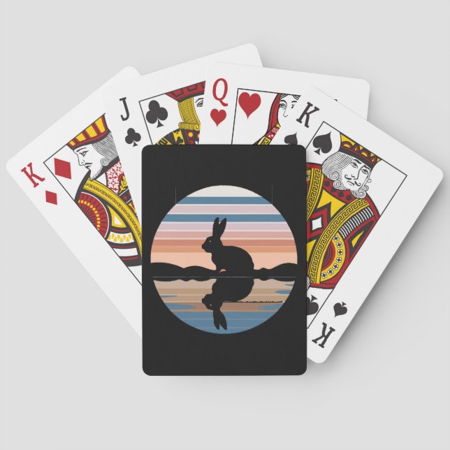 Rabbit Retro Sunset Playing Cards (Back)