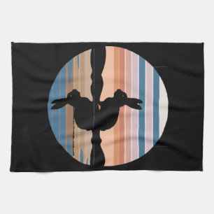 Rabbit Retro Sunset Tea Towel