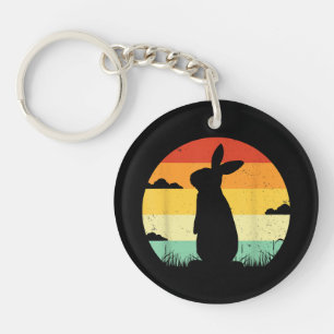 Rabbit Retro Vintage 80s Style Bunny Lover Key Ring
