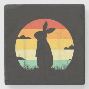 Rabbit Retro Vintage 80s Style Bunny Lover Stone Coaster