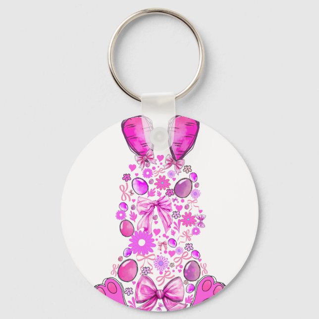 rabbit, retro, vintage key ring (Front)