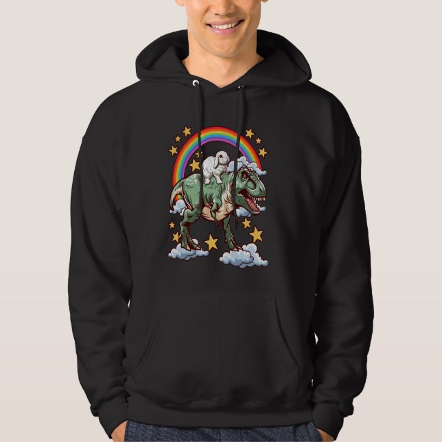 Rabbit Rides a Dinosaur Dino Hoodie (Front)