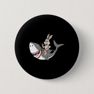 Rabbit Riding Shark Easter Fun Boys Girls Kids 6 Cm Round Badge