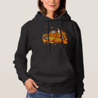 Rabbit Riding Truck Pumpkin Autumn Leaves Fall T-S