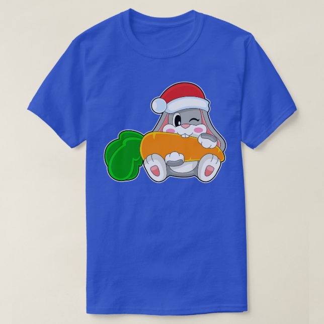 Rabbit rot Christmas Santa hat T-Shirt (Design Front)