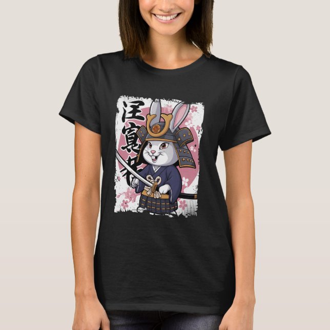Rabbit Samurai Warrior Japanese Art T-Shirt (Front)