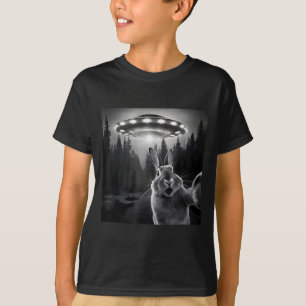 Rabbit Selfie With Ufo - Funny Bunny Graphic Alien T-Shirt